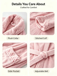 Customized Embroidered Name Unisex Plush Bathrobe Couple Flannel Pajamas Long Sleeve Men & Women Homewear Personalized Gift Holiday Party - Multicolor - View 7