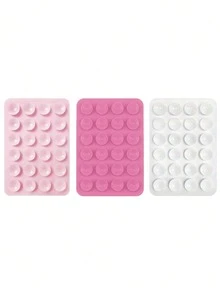 3pcs Silicone Suction Cup Phone Stickers, Strong Adhesion, Firmly Attach To Various Smooth Surfaces; Self-Adhesive, Washable And Reusable, Multi-Functional Phone Stand, Compatible With All Phone Models - Multicolor - View 1