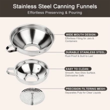 Kitchen Canned Food Funnel Set, Steel Wide Mouth Funnel With Detachable Filter Strainer And Handle, 2 Sizes, Suitable For Jars, Jams, Beans, Powders, Oil And Liquid Food Transfer - Multicolor - View 5