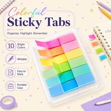 900pcs Colorful Sticky Note Index Tab Set, Writable Arrow Page Markers, Bookmark Labels, Portable Storage Box, Student Reading Notes Office Supplies - one-size - View 3