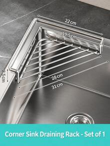 Triangular Sink Drain Rack, No-Drill Storage Rack, Fits Sink Corner, Tool-Free Installation, Space-Saving Design, Reinforced Load-Bearing Capacity, Suitable For Countertop Storage, Sink Drainage, Sponge/Cloth Storage And Cleaning Tool Organization - Multicolor - View 14
