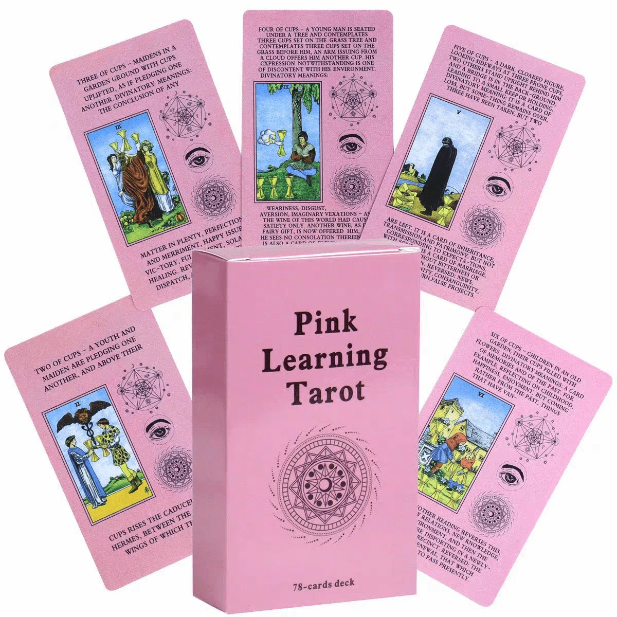 Pink Learning Tarot Cards: 78 Card Rider Waite Inspired Deck With Keywords,Card Games, Perfect For Tarot Beginners, Intuitive Readers, And Daily Practice