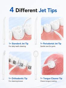 HYUNDAI Multi-Nozzle Water Flosser, Cordless Portable Oral Irrigator With 4 Heads And 3 Modes, Powerful Water Teeth Cleaner For Home Travel - White - View 5