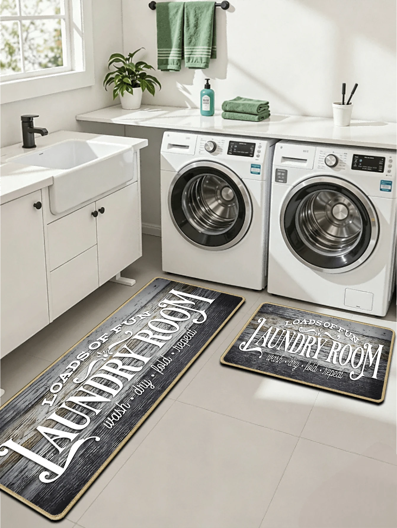 1pc Retro English Logo Design Pattern Kitchen Mat, Made Of 0.6mm Crystal Velvet Material, Suitable For Corridors, Bathrooms, Living Rooms, Outdoor Door Mats, And Toilets. Available Year-Round And Appropriate For Various Festivals. - Multicolor - View 1