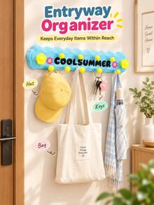 Wall-Mounted Wavy Coat Rack, Suction Cup Design No Drilling Required, Does Not Damage Walls. This Multi-Functional Hanging Rack Is Suitable For Dorms, Entryways And Children's Rooms, Can Be Used To Hang Bags, Hats, Keys And Towels. - Multicolor - View 2