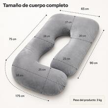 Almohada para embarazo de cuerpo completo envolvente para descanso lateral - Gris Claro - Ver 9