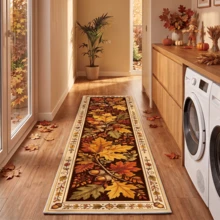 1pc Pine Cone Maple Leaf Bohemian Print Style Suitable For Hallway Runner, Carpet, Runner, Area Rug, Mat, Home Decor, Area Rug, Living Room Area Rug, Living Room Home Decor, Room Decor - Multicolor - View 3
