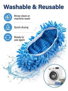1 Pair Chenille Microfiber Mop Slippers, Elastic Floor Cleaning Shoe Covers, Hands-Free Dusting, Washable And Reusable, Suitable For Home And Dorm Hardwood Floors, Tile Floors - Multiple Styles and Colors - View 7
