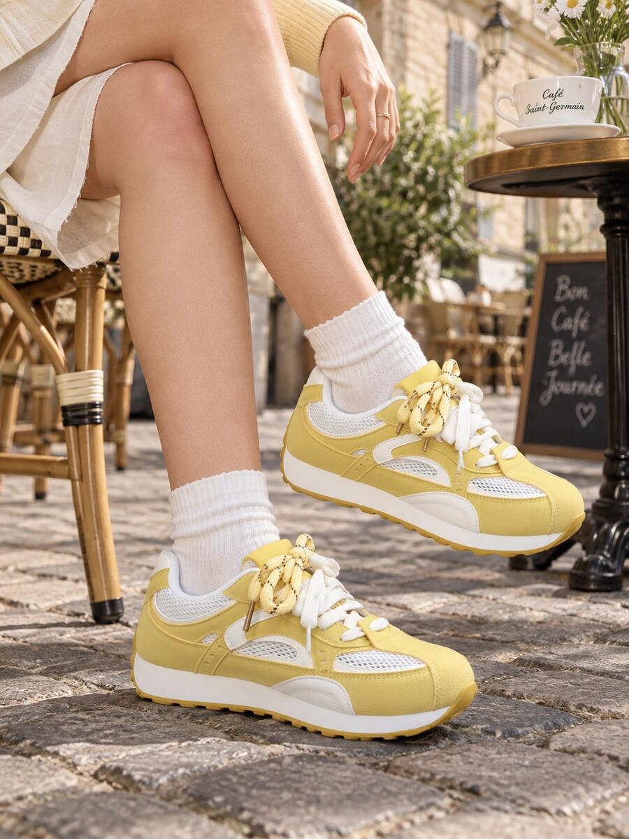 RENBEN Women's Running Shoes, Comfortable Lightweight Casual Sports Shoes For Daily Wear - Yellow - View 1