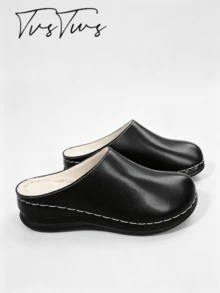 Plush Closed-Toe Slippers, Thick Warm Slip-On, Indoor Home Versatile Soft Sole, Autumn/Winter Fashion Comfortable Women's - Glossy Black - View 4