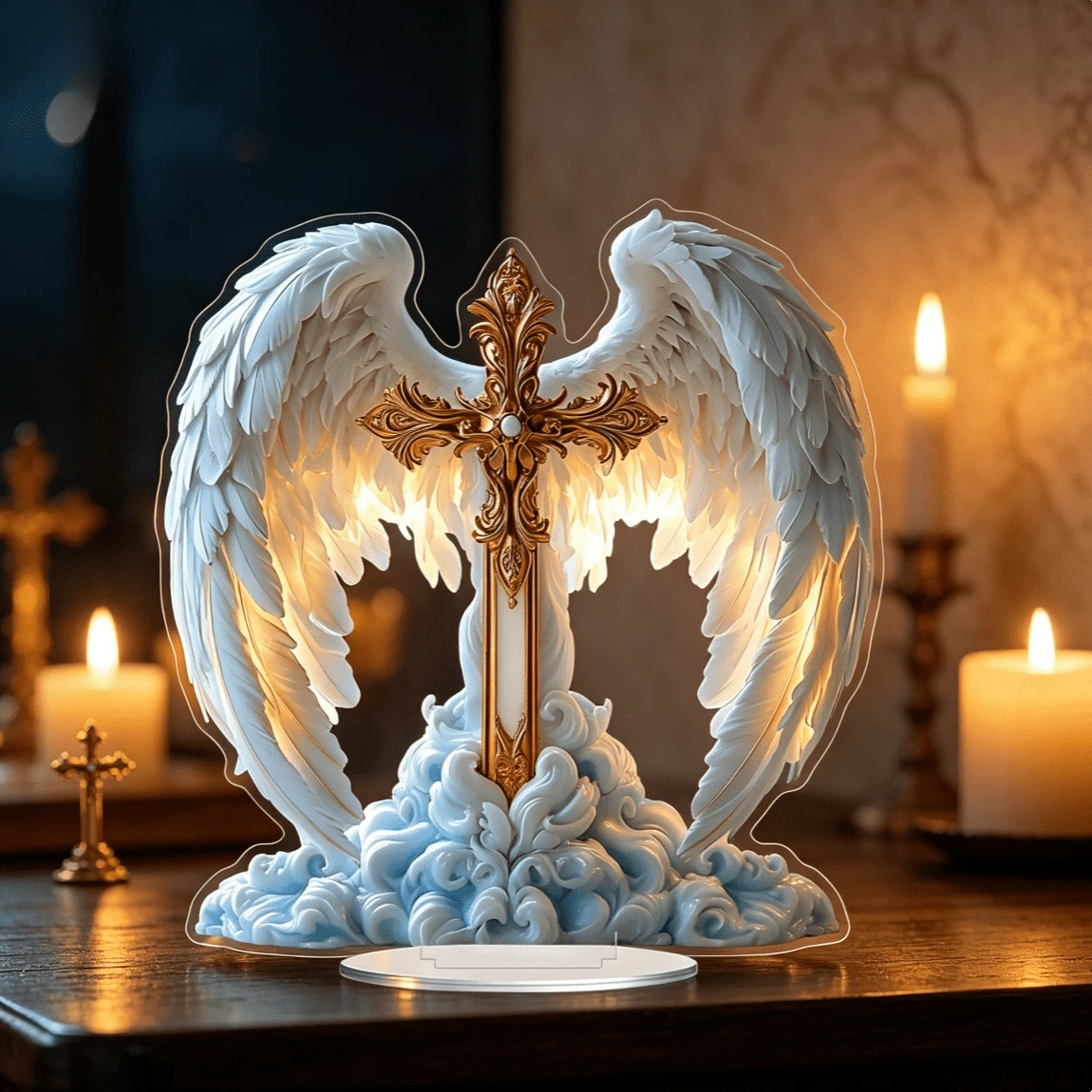 1pc Holy Sword Winged Angel Theme Ornament, Bohemian Style, Suitable For Home And Living Room Holiday Decoration, Desktop Atmosphere Decor 2D Flat - Ornament - View 1