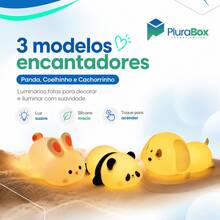 Luminária de Mesa Infantil Coelhinho Cachorrinho e Panda Luz Noturna Decorativa Iluminação Quarto Criança Menino Menina Unissex - Cachorrinho - Visão 5