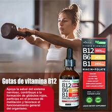 MONTUE 2PCS Sublingual LiquidVitamin B12 5000mcg. 60ml, 5-In-1 B Complex With B6, B1,Niacinamide And Folic Acid,Fast Absorption, Vegan, Energy.Brain And Heart Support - 2 frascos - Ver 7