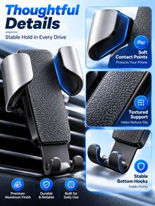1pc Car Air Vent Phone Holder, Multi-Function Phone Navigation Mount, Gravity Sensing Car Phone Bracket, Leather Texture Style, Car Accessories - Multicolor - View 11