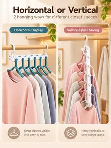 6-In-1 Multi-Layer Clothes Hanger, Wardrobe Storage Hook Rack, Space-Saving, Suitable For Tops, Vests And Multi-Functional Pants Rack, Scarf Rack, Wardrobe Storage Rack, Suitable For Pants, Leggings, Scarves, Ties, Dorm, Wardrobe Storage Organization, Holiday Gift - Multicolor - View 3