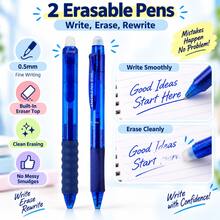 5PCS Writing Set, 2 Multi-Color Ballpoint Pens + 2 Erasable Gel Pens + 1 Syringe Highlighter, 0.5mm Smooth Retractable Pens For Students, Teachers, Office, Notes And Journaling - Multicolor - View 4