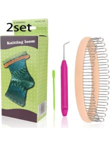1 Set Sock Knitting Machine Kit, Round Knitting Board Machine With Crochet Hook And Plastic Needle, Durable Creative Small Knitting Machine Kit - Perfect For Socks, Hats, Leg And Arm Warmers, Scarves, Etc. (All Product Colors Random, Crochet Hook Style And Color Random) - Multiple Styles - View 13