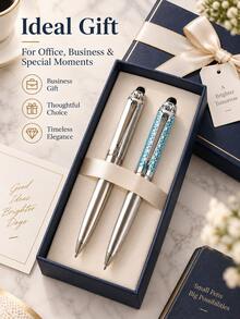 1pc Silver Executive Ballpoint Pen, Geometric Metal Writing Pen With Clip, Smooth Ink Office Pen, Suitable For Business, School, Journaling, Signing And Daily Writing - Multicolor - View 6