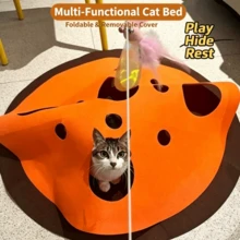 Foldable Cat Tunnel Toy, Washable Felt Tunnel, Easy To Store And Carry - Multicolor - View 4