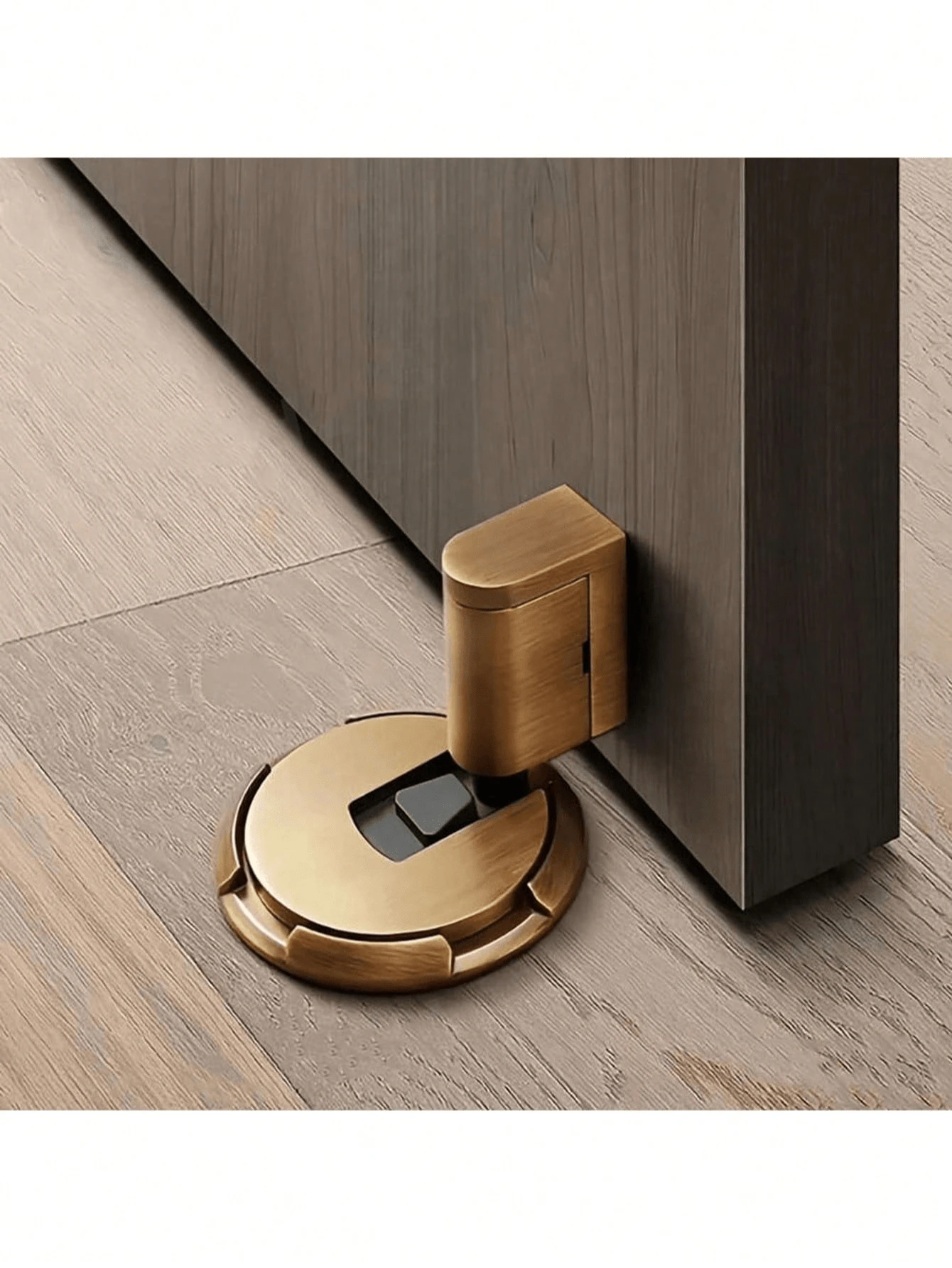 1pc Silent Windproof Stainless Steel Magnetic Door Stopper - Invisible, Adjustable Strength To Ensure Secure Closing - Floor-mounted Door Stopper - View 1