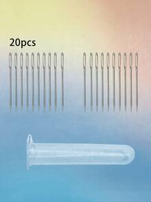 [20pcs/Pack]Large Eye Ribbon Embroidery Needles With 10ml Transparent Storage Tube With Lid, Suitable For Ribbon Embroidery, Yarn Embroidery And Various Embroidery Methods, Handmade DIY Embroidery Tools - Ribbon Embroidery Needle + Storage Bottle - View 6
