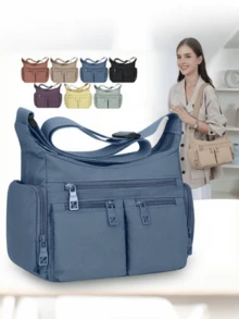 Minimalist Solid Color Women's Shoulder Bag, Fashionable Versatile Crossbody Bag, Lightweight Large Capacity Compartment Waist Bag, Adjustable Strap Multi-Pocket Storage Suitable For Daily Commute, Shopping And Travel - Multicolor - View 4