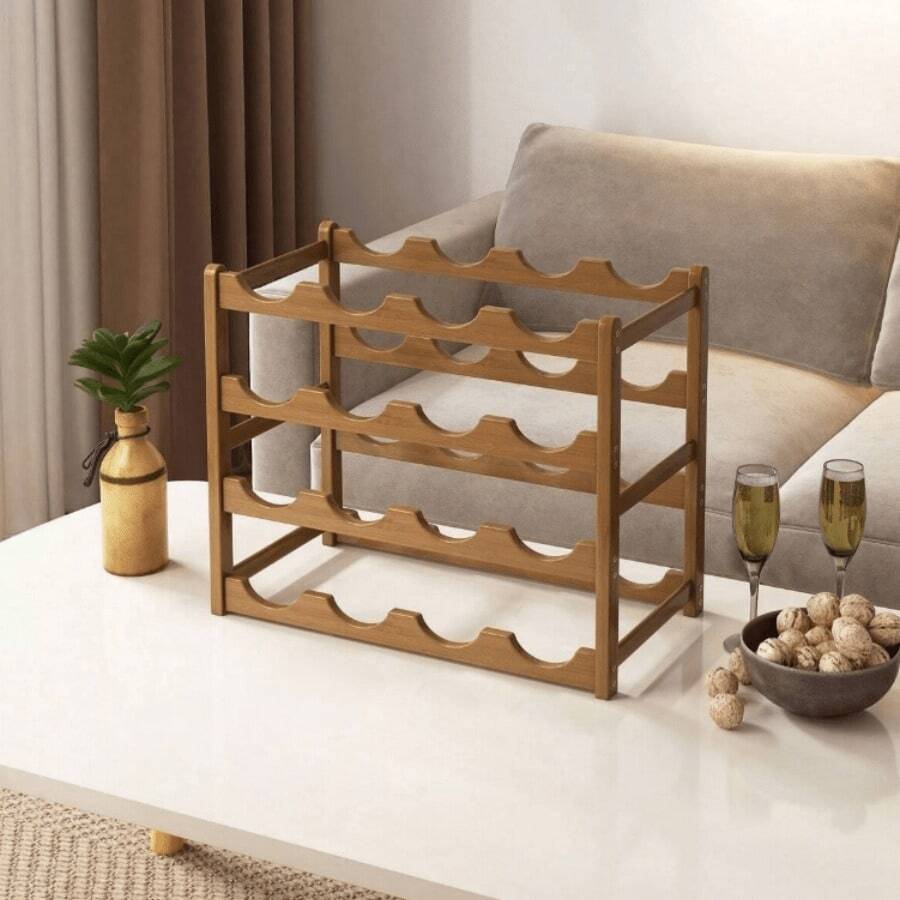 Wine Rack Tiered Divider Display Wine Bottle Storage Wine Rack Can Hold 6/8/9/12/16 Bottles