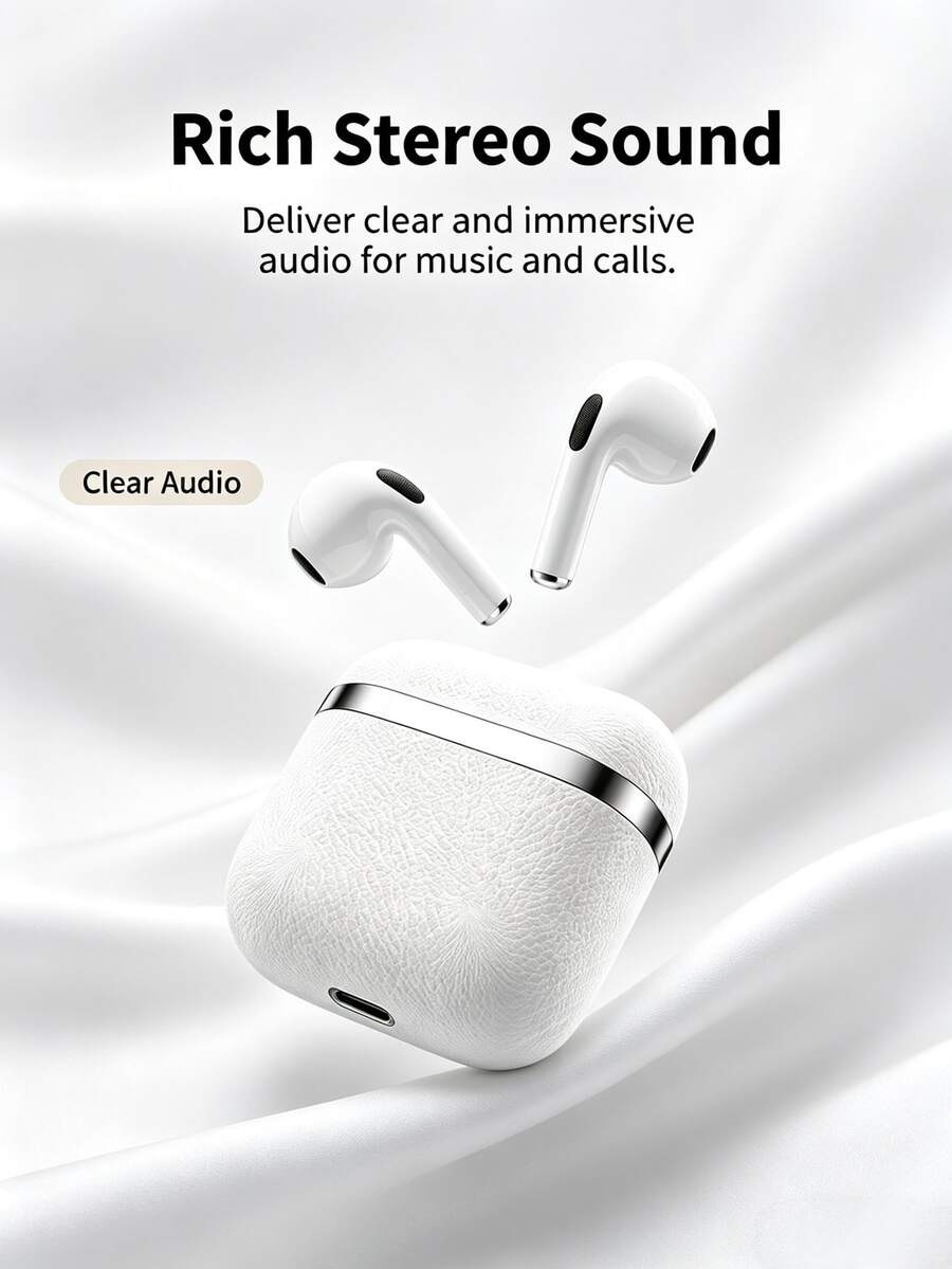 Wireless Earbuds, In-Ear Design, Noise Cancelling, Hi-Fi Stereo Sound Quality, Zero Latency, Touch Sensor, Suitable For Sports, Compatible With Android/IOS And Other Smartphones - White - View 1
