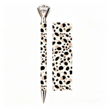 8 Cute Valentine's Day Limited Edition Ballpoint Pens, Featuring Diamond-Shaped Tops And Metal-Coated Tips. The Ink Flows Smoothly, Making Writing Easy Without Skipping. Perfect For Everyday Writing, Office Notes, Or As A Gift. - Leopard Print Claw Style - View 3