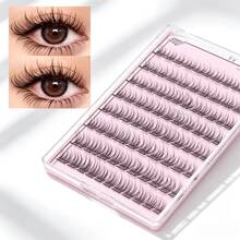 120pcs Self-Adhesive False Eyelashes, Transparent Stem, Natural Look, Fish Scale Segmented False Eyelashes, C Curl Single Cluster, Dense, Suitable For Beginners, Cluster False Eyelashes, Single Cluster False Eyelashes - C - View 7