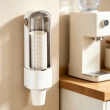 Disposable Cup Holder Automatic Dispenser, Water Cup Paper Cup No-Drill Water Dispenser Storage Rack, Wall-Mounted For Home - A - View 2
