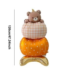 1pc 120cm Large Standing Pumpkin Bear Foil Balloon, Suitable For Birthday Party Decoration - View 6