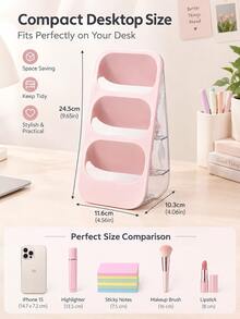 1/2/3pcs Pink/White Desktop Storage Boxes + 2pcs Transparent Single Compartment Storage Boxes/Set, Large Capacity Divided Marker Holder, Multi-Functional Stationery Organizer, Visible Transparent Desktop Organizer, Thickened Durable Sorting Storage - Type a - View 3