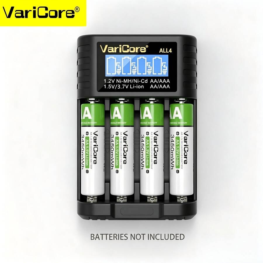 1 buah PD 20W LCD Fast Universal Battery Charger dengan Fungsi Pengujian Kapasitas Pengosongan Profesional, Mampu Menampilkan Kapasitas. Charger Baterai 18650 ini Cocok untuk Baterai Lithium 3.7V dan Baterai Ni MH Ni CD AA AAA 1.2V. - hitam. - View 1