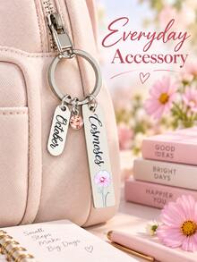 October Cosmos Bag Charm, Pink Flower Birthstone Keychain Accessory, Elegant Floral Pendant Decor, Birthday Christmas Thanksgiving Mother's Day Gift. - Multicolor - View 4