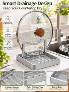 Rust-Proof Spoon Rest With Lid Storage, Heat-Resistant Pot Lid Holder, Multi-Function Utensil Rack, Suitable For Stove And Kitchen Countertop During Cooking - Multicolor - View 7