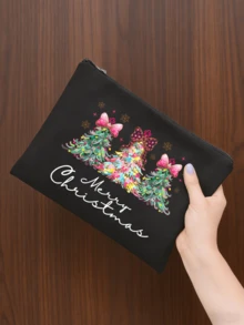 Christmas Tree Coquette Makeup Bag, Bow Snowflake Merry Christmas Print Cosmetic Pouch, Large Capacity Canvas Travel Toiletry Bag, Xmas Gift Storage Zipper Pouch For Women Girls - Multicolor - View 9