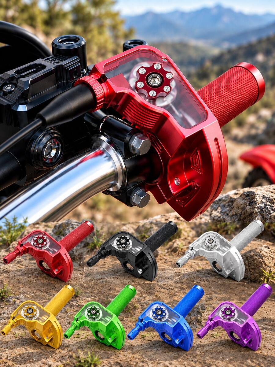 1 buah Gagang Gas Sepeda Motor, Gagang Gas Putar Cepat Paduan Aluminium CNC, Rakitan Gagang Gas Putar Cepat, Gagang Akselerator Universal yang Dapat Diatur dengan Jendela Transparan, Pegangan Bertekstur, Cocok untuk Sepeda Motor Trail, Sepeda Motor Mini, ATV, Skuter, Sepeda Motor Off-Road, Sepeda Motor Jalan Raya