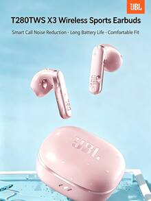 JBL T280TWS X3 Wireless Sports Bluetooth Earphones With 40ms Ultra-Low Latency, Intelligent Call Noise Cancellation, Long-Lasting Battery Life, Comfortable Fit, Pink - Pink - View 1