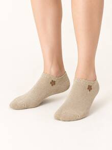 5 Pasang Kaos Kaki Pendek Wanita Jacquard Motif Bunga Acak, Model Tak Terlihat, Cocok untuk Sepatu Olahraga - MultiWarna - View 5