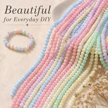 4mm Approx. 120pcs Candy Color Mixed Faceted Water-Dyed Porcelain Glass Spacer Beads, 1mm Hole Diameter, Handmade DIY Jewelry Making Decorative Accessories Loose Beads - Water-dyed Porcelain Beads - View 5