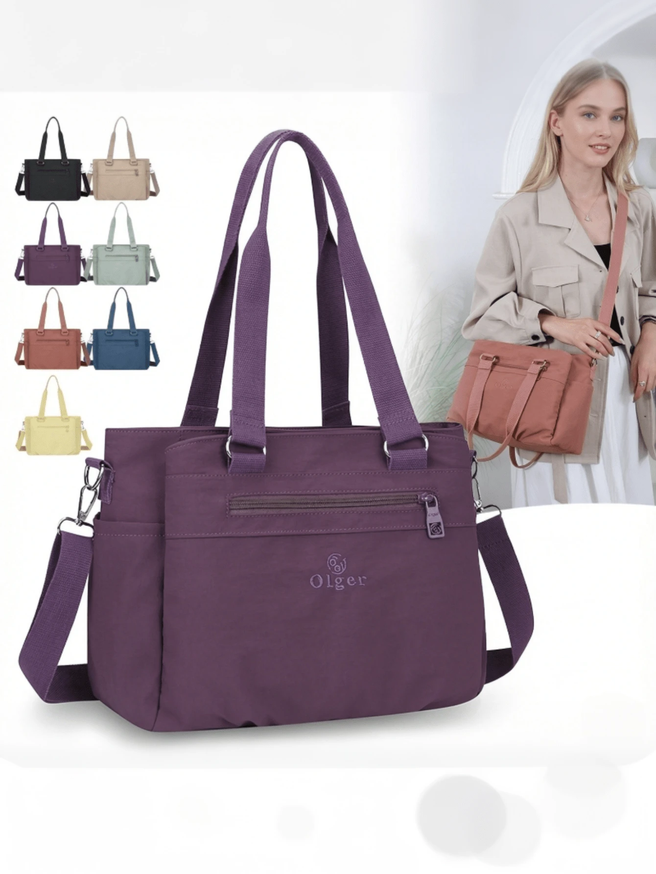 Urban Elegant Women's Handbag, Fashionable Minimalist Tote Bag, Casual Versatile Crossbody Bag, 7 Colors Available Suitable For Multiple Occasions With Long Shoulder Strap And Top Handle, Zipper Closure Multi-Pocket Design, Perfect For Daily Commute