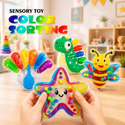 2/4pcs Color Sorting Toys - Sensory Game To Develop Fine Motor Skills, Hand-Eye Coordination And Color Recognition - Perfect For Early Learning, Montessori Education For Toddlers And Preschoolers, Birthday, Halloween, Christmas Gifts For Boys And Girls