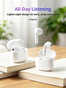 In-Ear Bluetooth Earphones, Stable Bluetooth 5.3 Wireless Connection, Long Battery Life, Ergonomic Design For Comfortable Wear, Hi-Fi Sound Quality, Suitable For Subway, Office And Commuting - White - View 9
