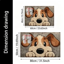 Faux Cashmere Dog Print Bath Mat, Non‑Slip Ultra‑Soft Low‑Pile Knitted Doormat, Machine Washable Absorbent Bathroom Rug For Bedroom Kitchen Entryway, Indoor Outdoor Home Decor Housewarming Gift - A - View 4