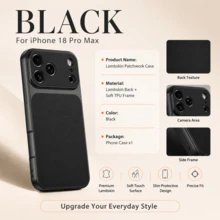 SKJL 2 قطعة بطانية هاتف TPU مطلي بالكهرباء باللون الأسود مع ملصق جلد أسود متوافق مع iPhone 18 18Pro 18Pro Max 17 17Pro 17Pro Max 16 16Pro 16Pro Max 15 15Pro Max 14 14pro Max 13 13Pro Max - الأسود - مشاهدة 6