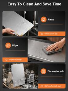 2/1pc Large Stainless Steel Cutting Board, Kitchen Use, Commercial, Non-Slip Double-Sided - View 6