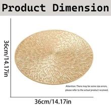 4/6/8/12pcs 15-Inch Gold Round Placemats, Fireworks Pattern, Washable, Suitable For Dining, Events, Parties, Weddings, Bridal Showers, Home Daily Use - Gold - View 3