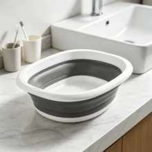 2.7L Foldable Wash Basin, Grey, Portable Multifunctional Basin For Outdoor Activities And Household Use - Grey - View 1