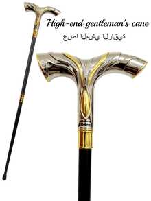 1pc Dual-Color Badge Walking Cane With Round Handle, Metal Material, Fashionable Detachable Casual Cane, Prop For Cosplay Performance, Elegant High-End British Gentleman Walking Stick, Suitable For Daily Use Or As A Gift,Halloween - Multicolor - View 5